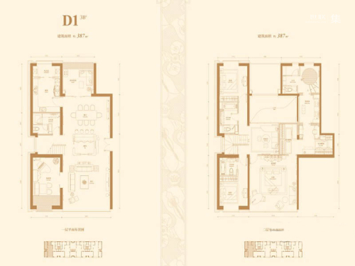 国锐·金嵿3B-D1户型-3室2厅3卫1厨建筑面积387.00平米