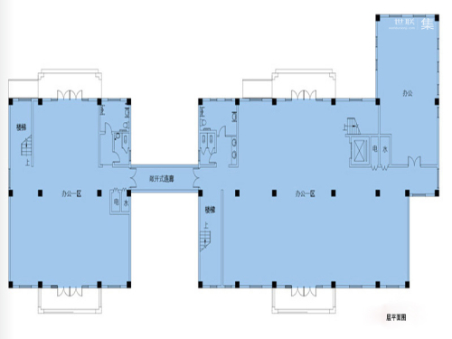 福中智慧城三期08号楼标准层平面图-3室1厅1卫0厨建筑面积2074.00平米