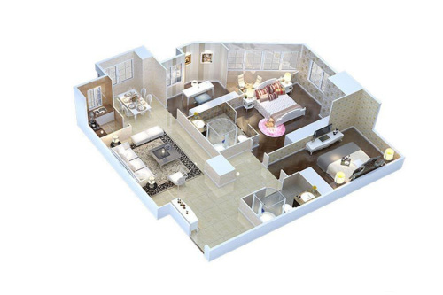 兴盛园MOMA公寓C户型177平米-3室2厅2卫1厨建筑面积177.00平米