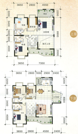 北海国际新城8#D户型-6室2厅4卫1厨建筑面积269.68平米