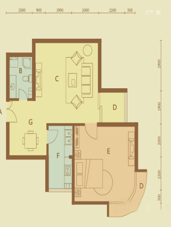 世豪公寓A户型-1室1厅1卫1厨建筑面积86.28平米
