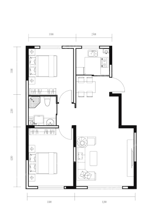 红大汇诚85平米-2室2厅1卫1厨建筑面积85.00平米