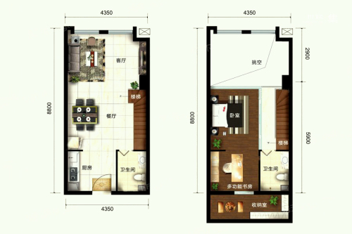 新都汇二期B-1-B-1-2室2厅2卫1厨建筑面积55.98平米