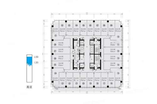 华润中心高区平面图-高区平面图-28室0厅0卫0厨建筑面积2000.00平米