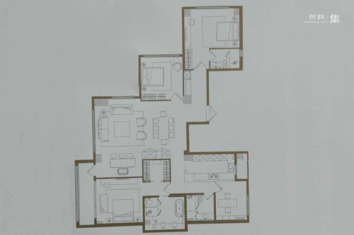 滨江一品苑226平-4室2厅3卫1厨建筑面积226.00平米