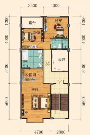 幸福美墅A1别墅第五层户型-6室4厅5卫1厨建筑面积720.65平米