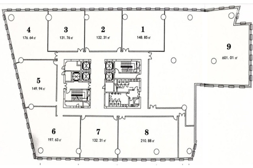 同方大厦B座平面图-1室0厅1卫0厨建筑面积132.00平米