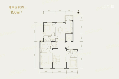 泰禾·金府大院150平户型雅著-3室2厅3卫1厨建筑面积150.00平米