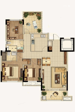 大发融悦D3-3室2厅2卫1厨建筑面积115.00平米