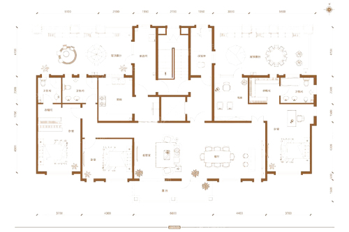 汇君城F8#标准层D’户型-4室2厅3卫1厨建筑面积226.94平米