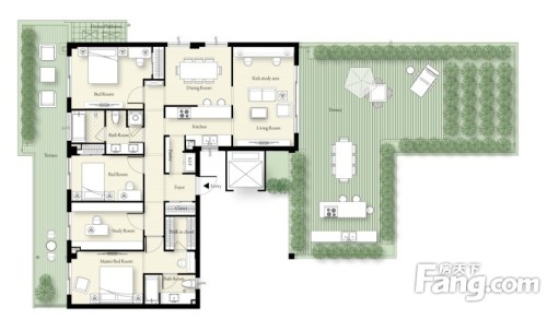 郡原山外山一期1、2、3栋J-D户型-5室2厅2卫1厨建筑面积135.13平米