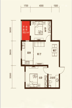 澳洲领地户型B-2室2厅1卫1厨建筑面积75.09平米