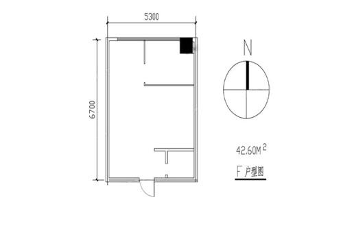 柠檬时代广场F户型-1室1厅1卫1厨建筑面积42.60平米
