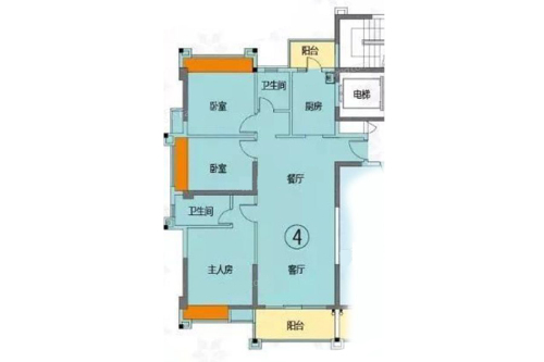 君汇尚品3室2厅2卫1厨建筑面积122.37平米