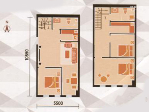 乐橙商务广场标准层C户型-3室1厅2卫2厨建筑面积80.09平米