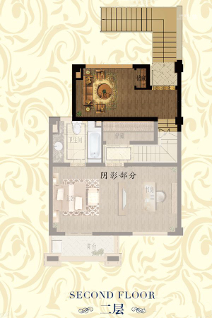 禹洲东滩雍禧I-2户型115平二层2室3厅1厨2卫-2室3厅2卫1厨建筑面积115.00平米