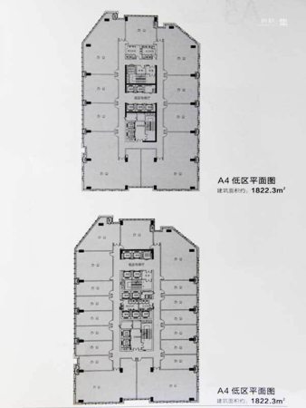 明宇金融广场A4低区平面图-A4低区平面图-1室1厅1卫0厨建筑面积1822.30平米