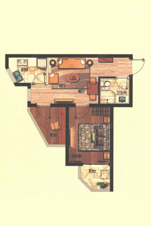 生活汇6#C1户型-1室1厅1卫1厨建筑面积51.00平米