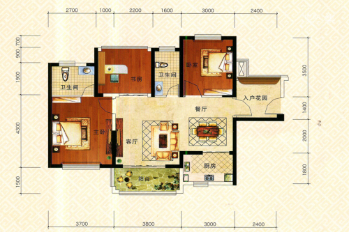 圣景龙湾二期1#01、02户型-3室2厅2卫1厨建筑面积84.37平米