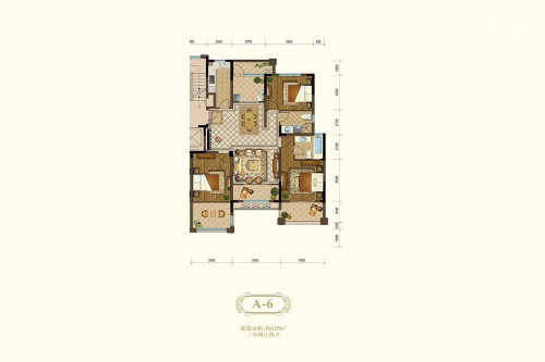 恒辉假日广场一期2#3#标准层A-6户型-3室2厅2卫1厨建筑面积125.00平米