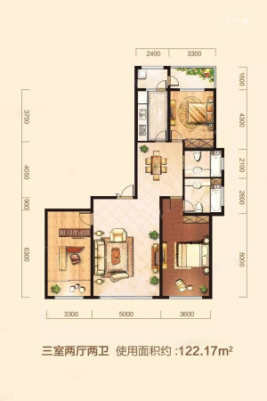 桐楠格领誉B3-1户型-3室2厅2卫1厨建筑面积184.09平米