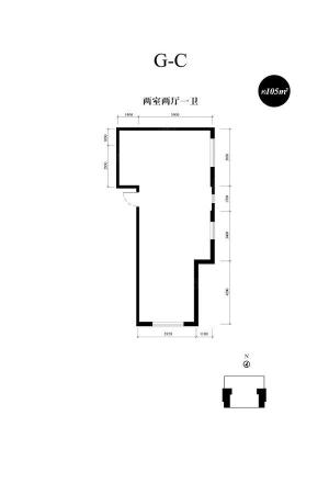 中冶·德贤公馆G-C户型-2室2厅1卫1厨建筑面积105.00平米
