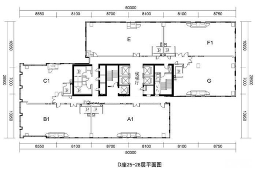 远洋国际中心平面图户型-1室1厅1卫1厨建筑面积1200.00平米