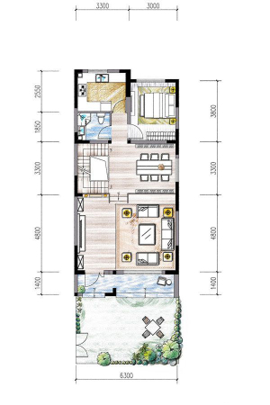 高新·骊山下的院子联排东边户一层-5室4厅5卫1厨建筑面积226.00平米