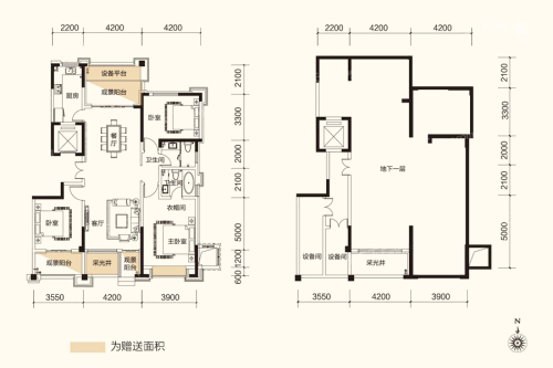 粤泰天鹅湾洋房160㎡一层户型-洋房160㎡一层户型-3室2厅2卫1厨建筑面积160.00平米