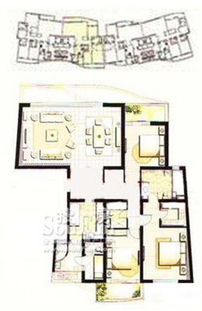 百汇园景园B户型-3室2厅2卫1厨建筑面积187.65平米