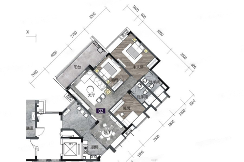 怡景湾2、3栋02户型-3室2厅2卫1厨建筑面积124.20平米