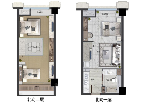 浙港国际55方LOFT（北向）-3室1厅1卫1厨建筑面积55.00平米