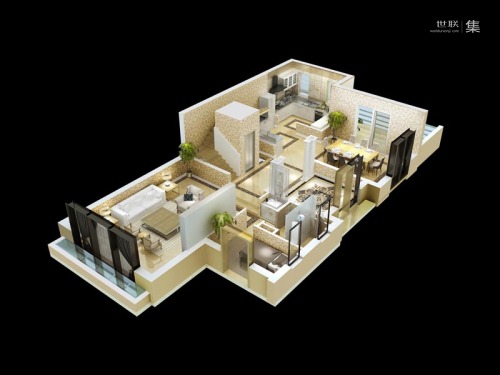 万通天竺新新别墅SA户型一层-6室5厅6卫2厨建筑面积480.00平米