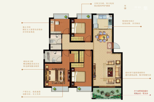 亚泰山语湖一期05#、06#标准层120平方米户型-4室2厅2卫1厨建筑面积120.00平米