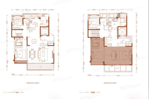 蓝光雍锦世家1期2号楼复式户型图-6室2厅3卫2厨建筑面积225.00平米