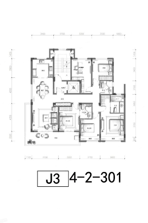 融创金成英特学府洋房169方J3户型-5室2厅3卫1厨建筑面积169.00平米