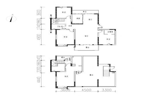 紫薇西棠跃层户型-3室2厅2卫1厨建筑面积180.00平米