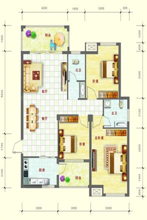 中泰名园4-03户型-3室2厅2卫1厨建筑面积110.39平米