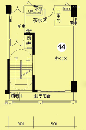 敏捷紫岭国际3座14户型-1室1厅1卫0厨建筑面积70.87平米