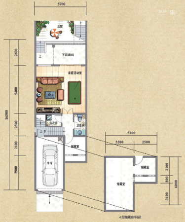 成都合院丙户型半地下室-4室2厅5卫1厨建筑面积252.00平米