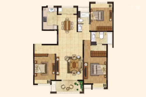 中环国际公寓三期143.45平-3室2厅2卫1厨建筑面积143.45平米