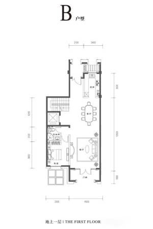 枫丹壹號B户型叠拼下叠一层-3室4厅4卫1厨建筑面积240.00平米