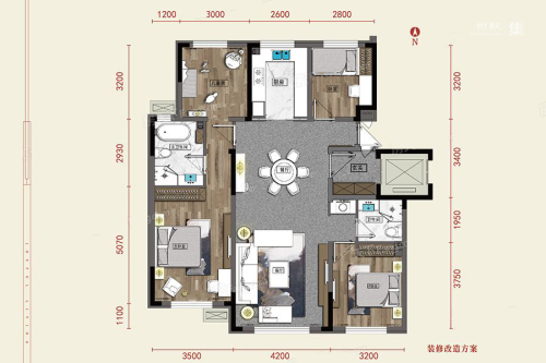 亿茂·禧悦风华G2户型-4室2厅2卫1厨建筑面积124.00平米