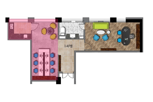 浦潮创立方标准层A户型-1室1厅1卫0厨建筑面积66.40平米