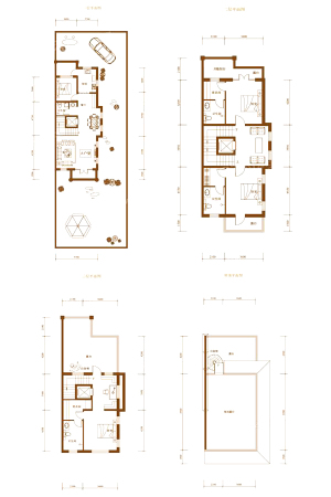 奥冠水悦龙庭三期双拼户型-4室4厅4卫1厨建筑面积225.00平米
