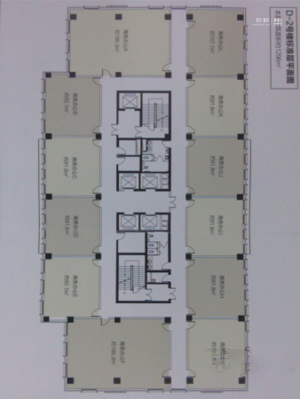 卢浮公寓D-2地块商务办公标准层平面图-12室0厅2卫0厨建筑面积1296.00平米