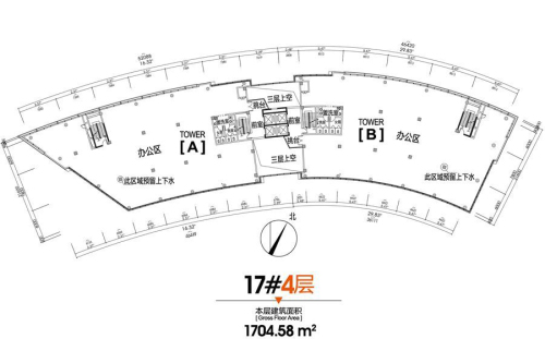 科瀛智创谷17#四层户型分布图-1室0厅0卫0厨建筑面积1704.58平米