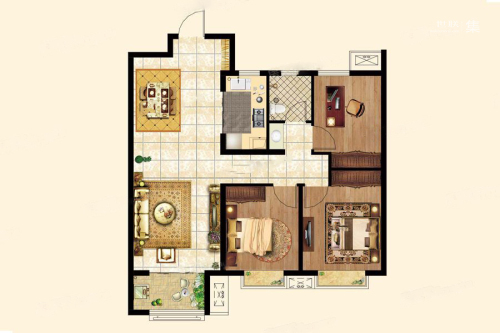 四建金海福苑105㎡A户型-3室2厅1卫1厨建筑面积105.00平米