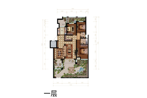 正定天山熙湖一层带庭院户型-3室2厅2卫1厨建筑面积139.00平米