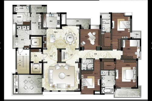 东海水景城360方户型-6室2厅4卫1厨建筑面积360.00平米